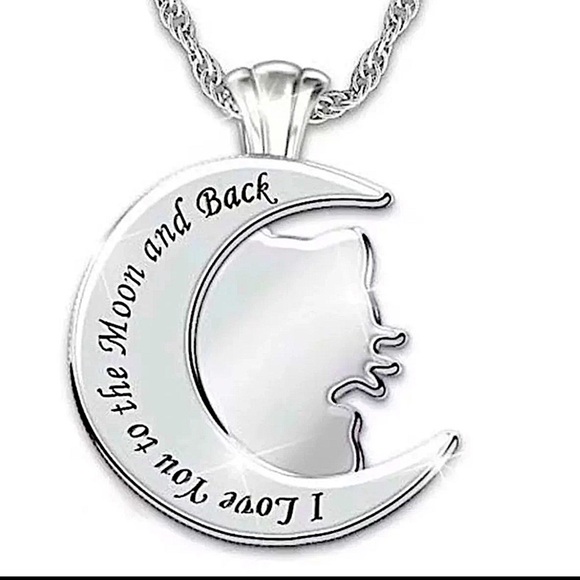 NEW STERLING SILVER HELLO KITTY ZIRCON MOON PENDANT NECKLACE - Picture 3 of 5